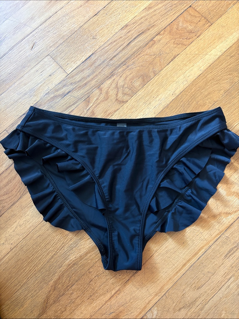 Black Ruffle Bikini Bottoms - Women Swim